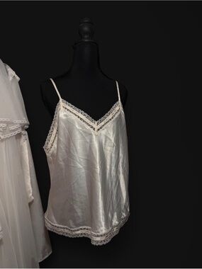 1980s  Lace-Trim Camisole Slip in Cream